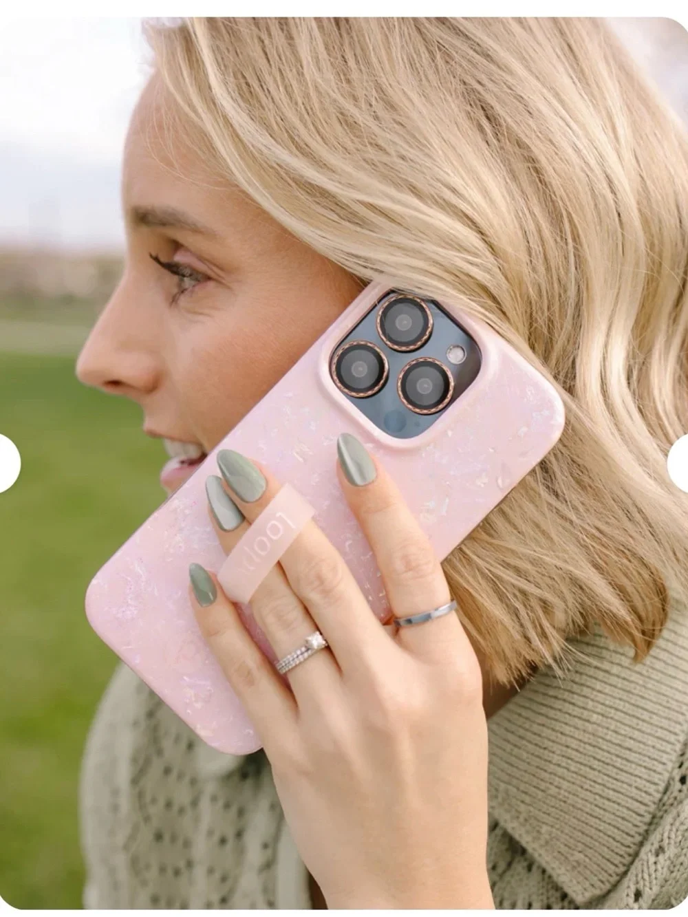 iPhone 16 Pro Loopy Blush Moonstone Phone Case - Pink Iridescent